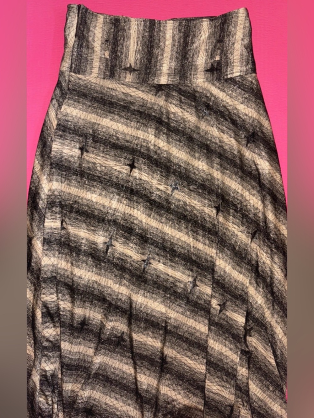 High-Waist Black and White Striped Maxi Skirt